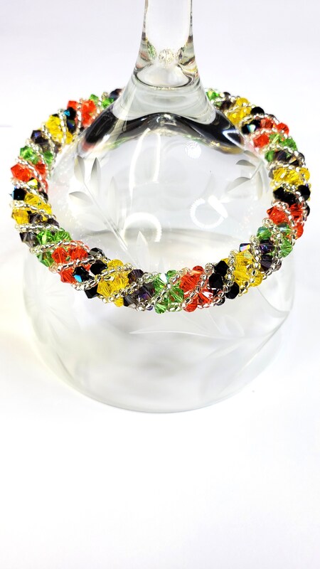 Halloween Russian Spiral Handmade Crystal Beaded Bracelet Bead Weave Bracelet Bicone Bracelet